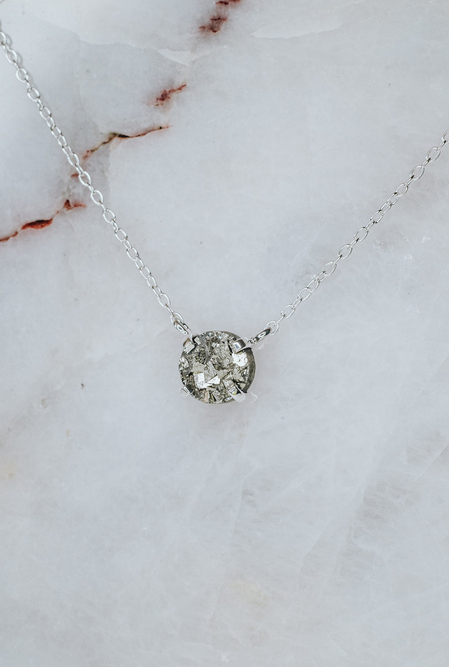 Pyrite silver necklace