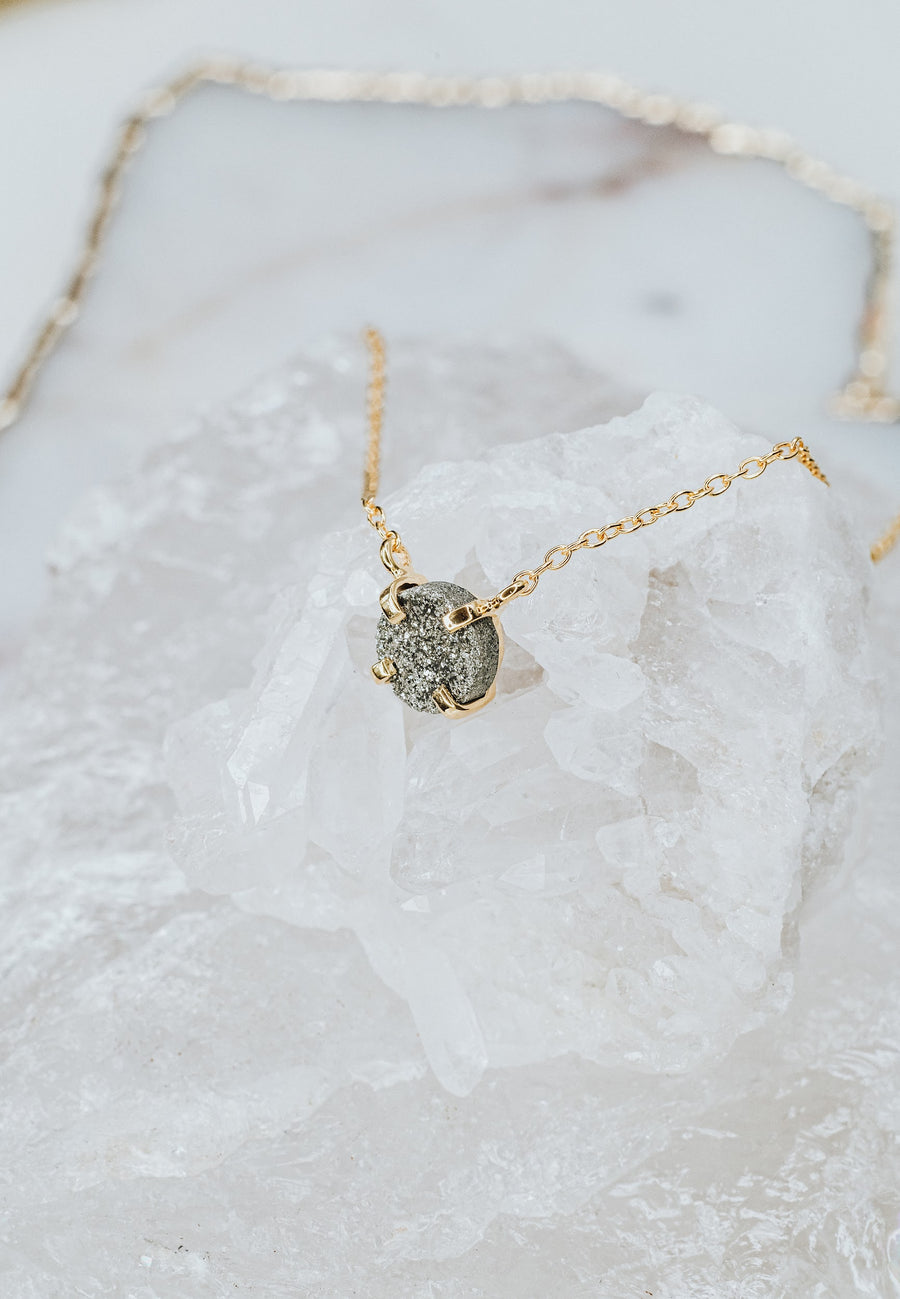 Pyrite necklace 18K gold plated