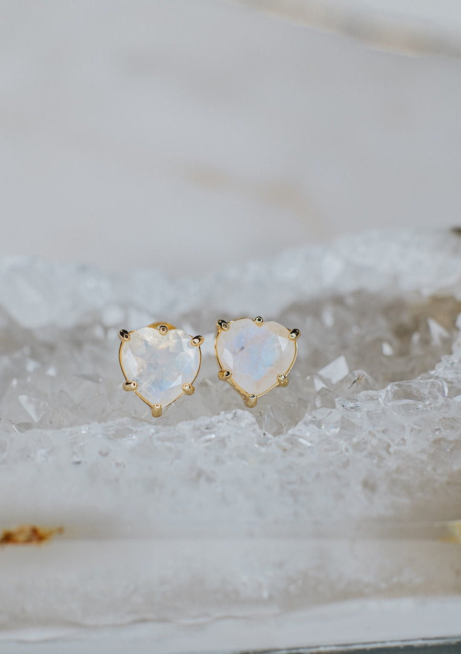 Moonstone heart earrings