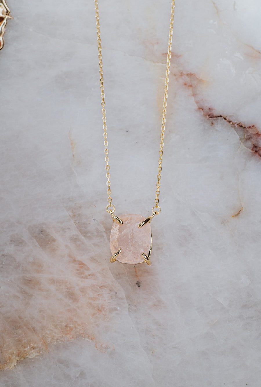 Rose quartz necklace 14K