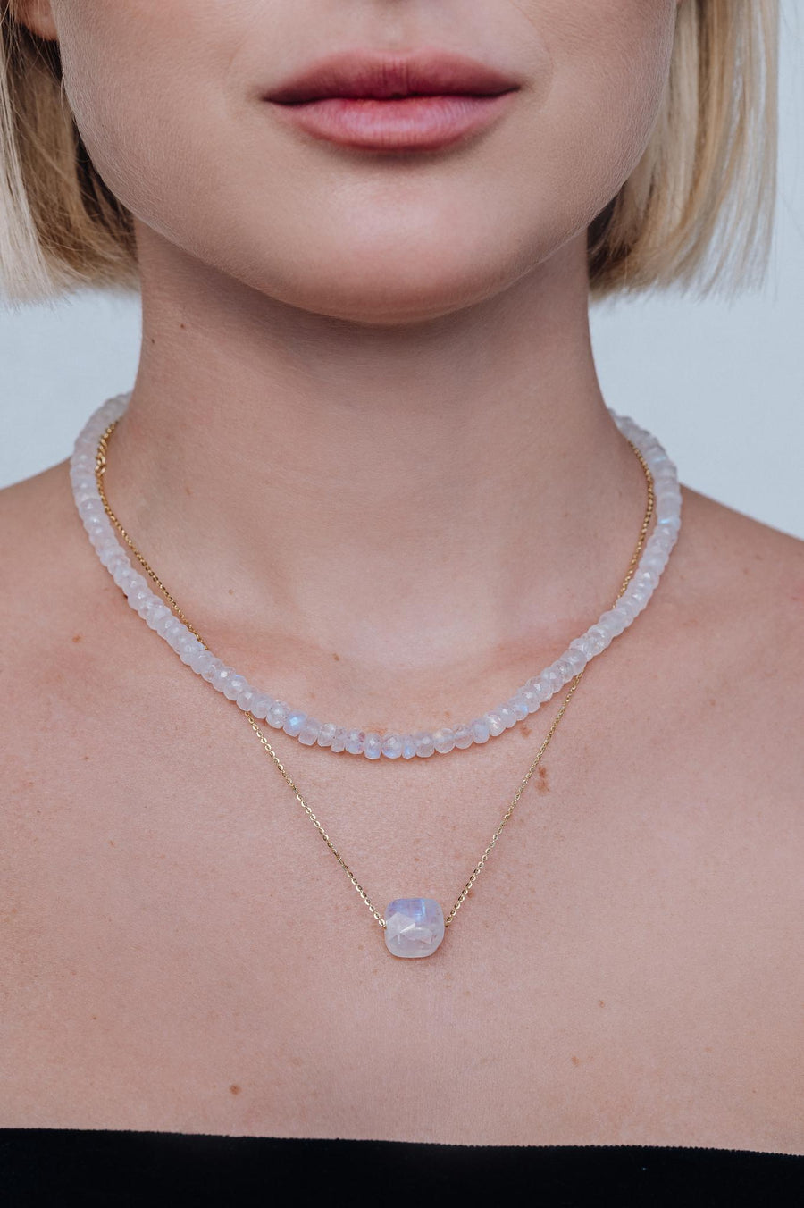 Moonstone square necklace