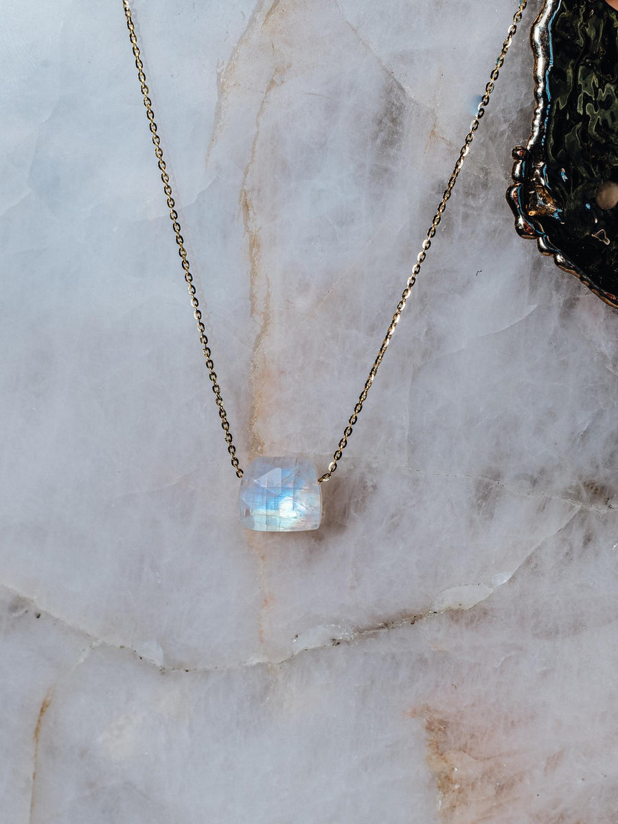 Moonstone square necklace