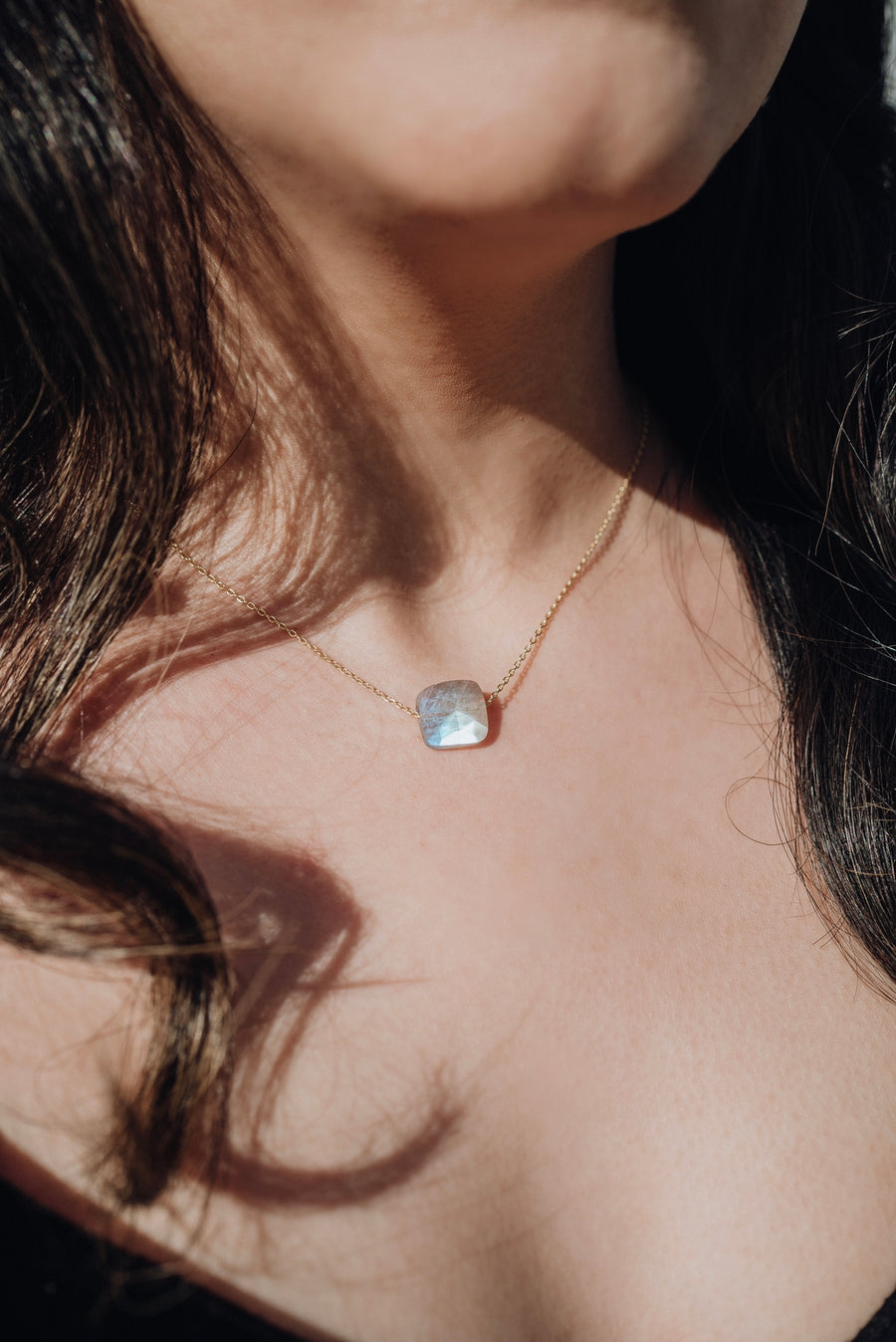 Labradorite square necklace