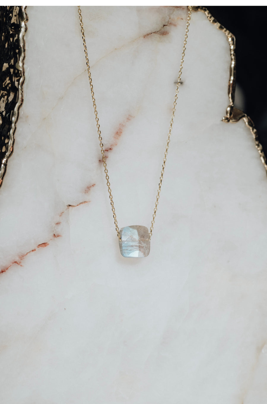 Labradorite square necklace