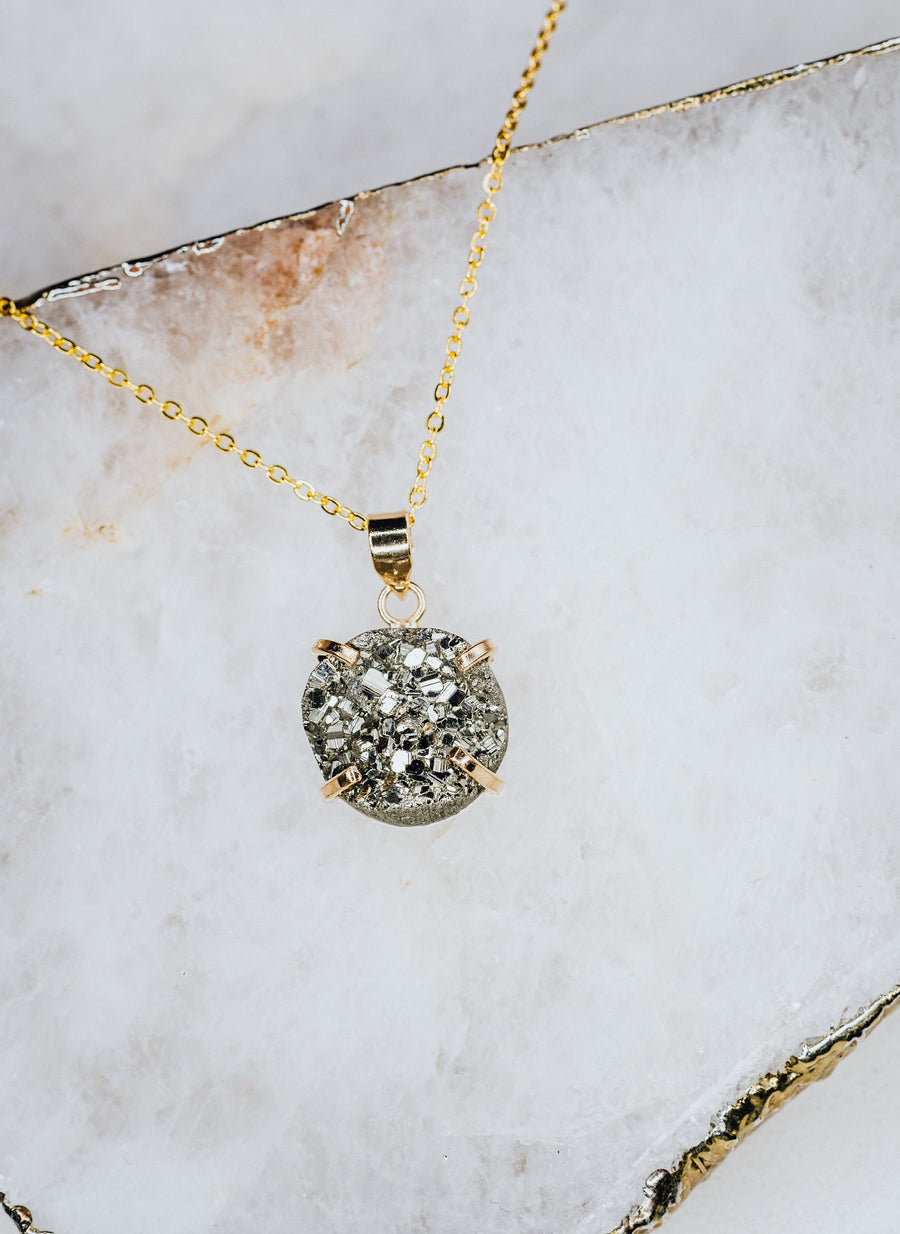 Pyrite fashion plated necklace