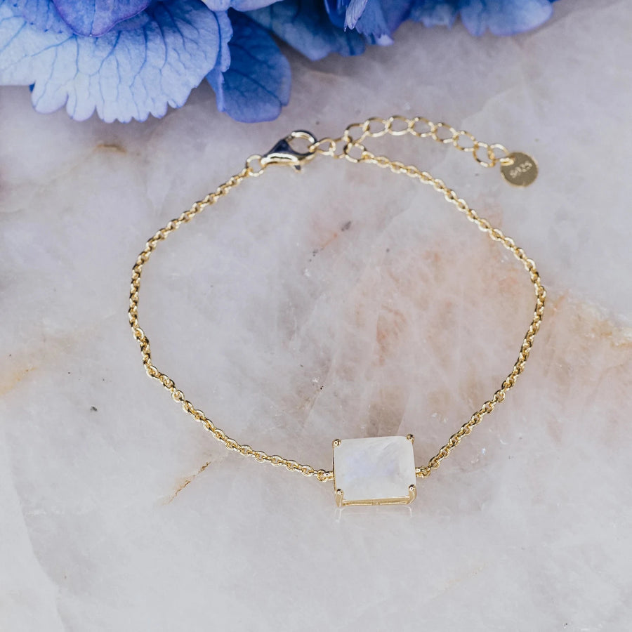 Moonstone 14K plated rectangular bracelet