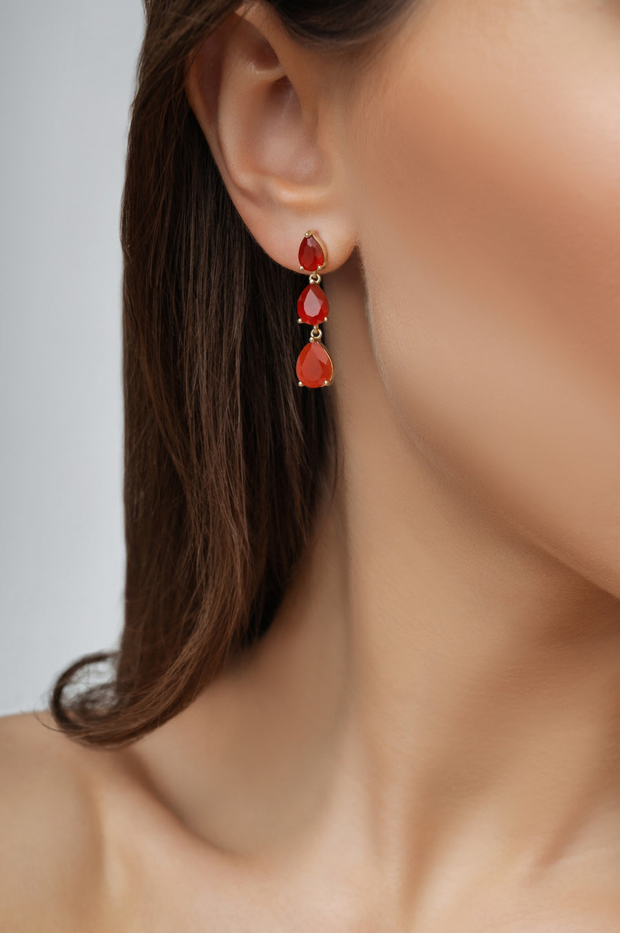 Carnelian triple teardrop earrings