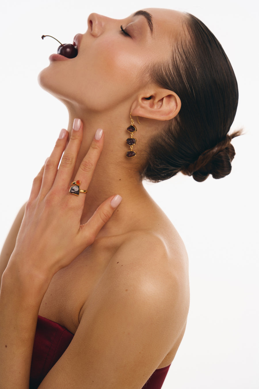 Carnelian + Garnet combination ring
