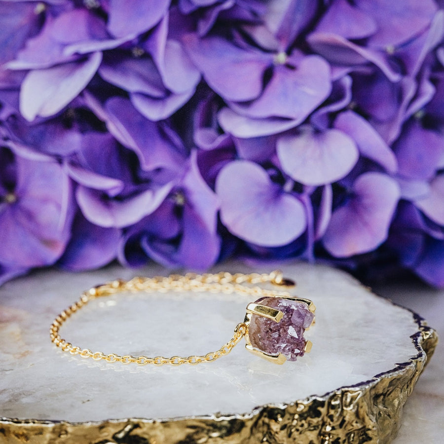 Amethyst druzy 18K bracelet