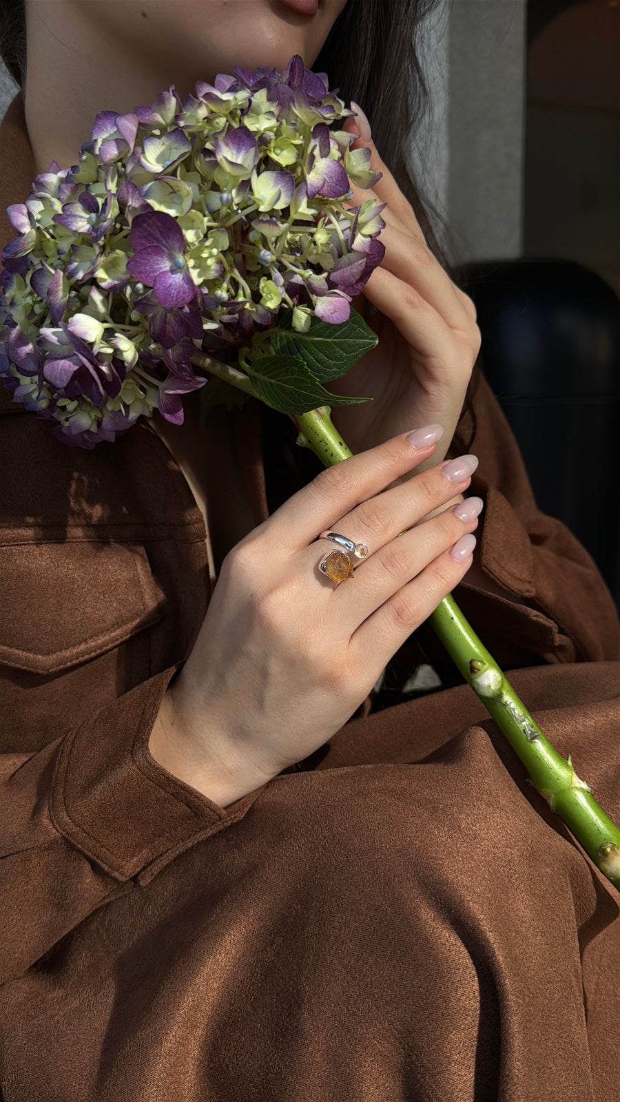 Bague double combinée en citrine