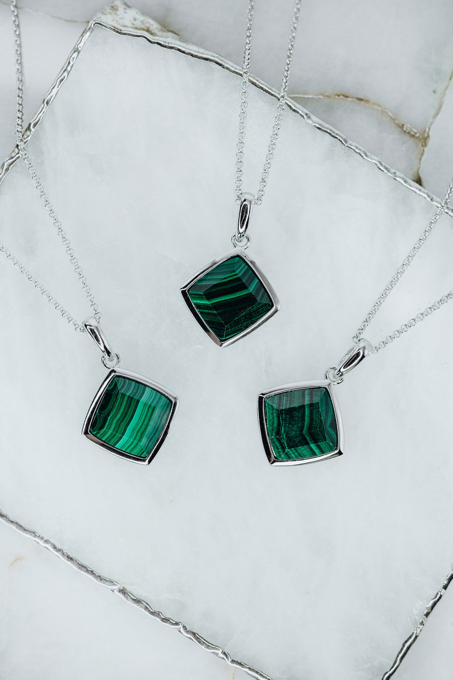 Collier losange en malachite