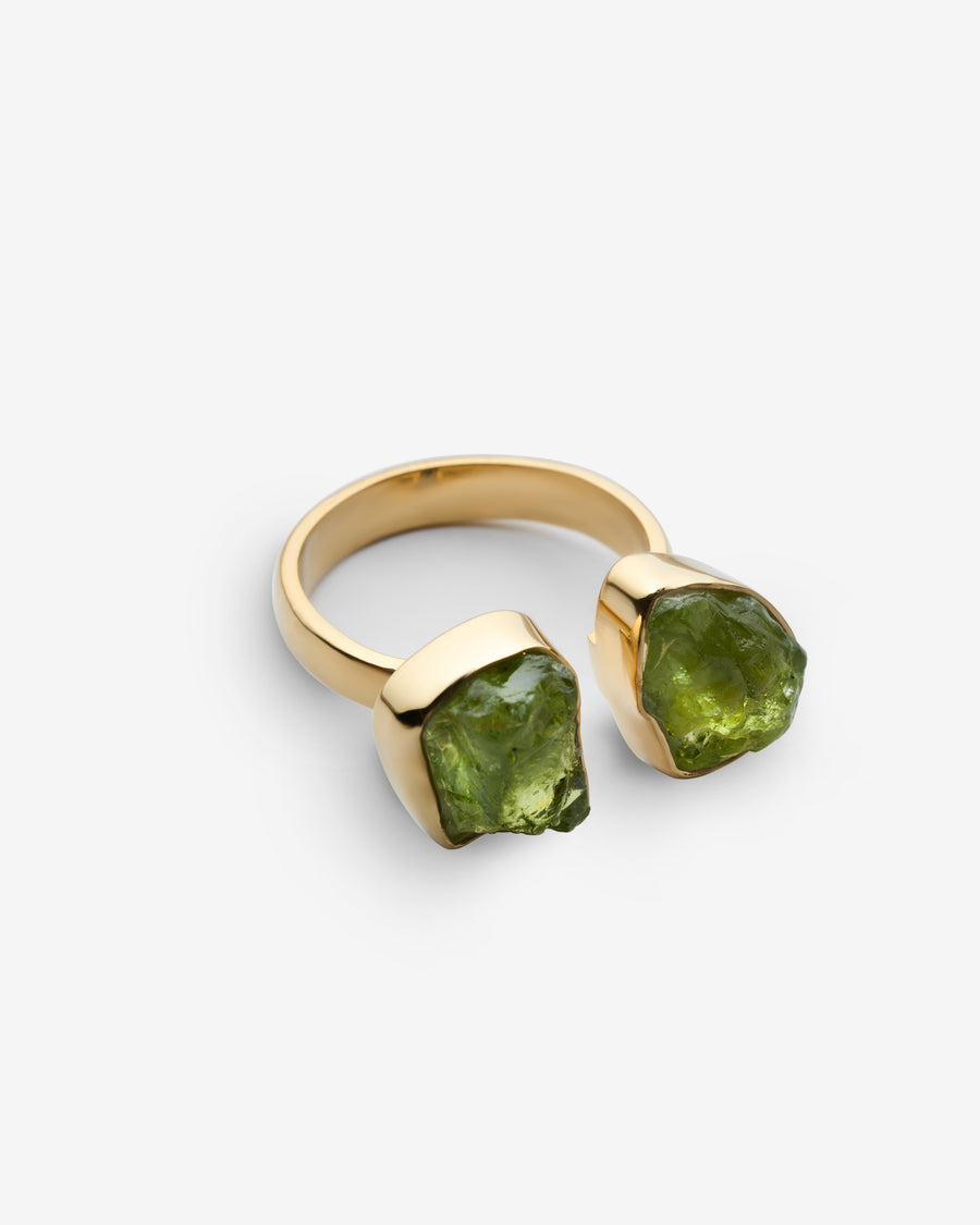 Peridot double 18K gold plated ring