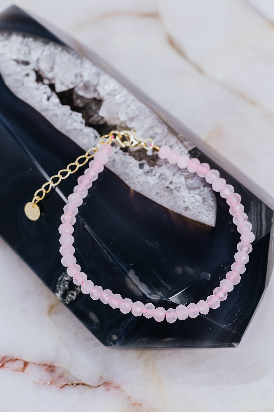 Bracelet d'argent en quartz rose