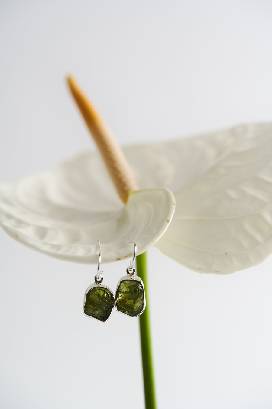 Peridot silver earrings