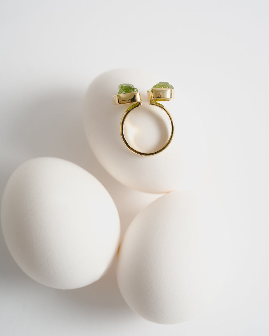 Peridot double 18K gold plated ring