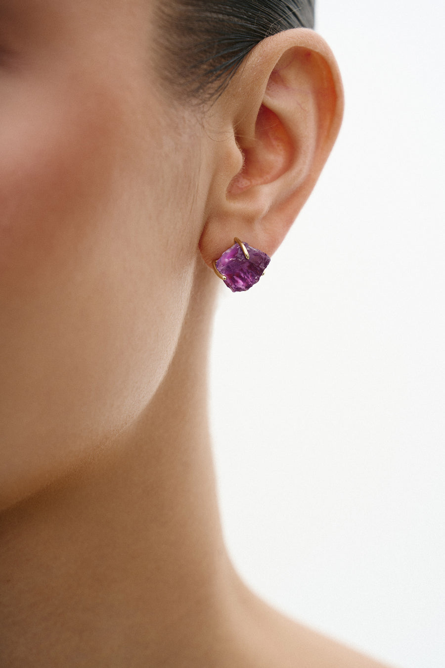 Boucles d'oreilles argenté 14K en améthyste