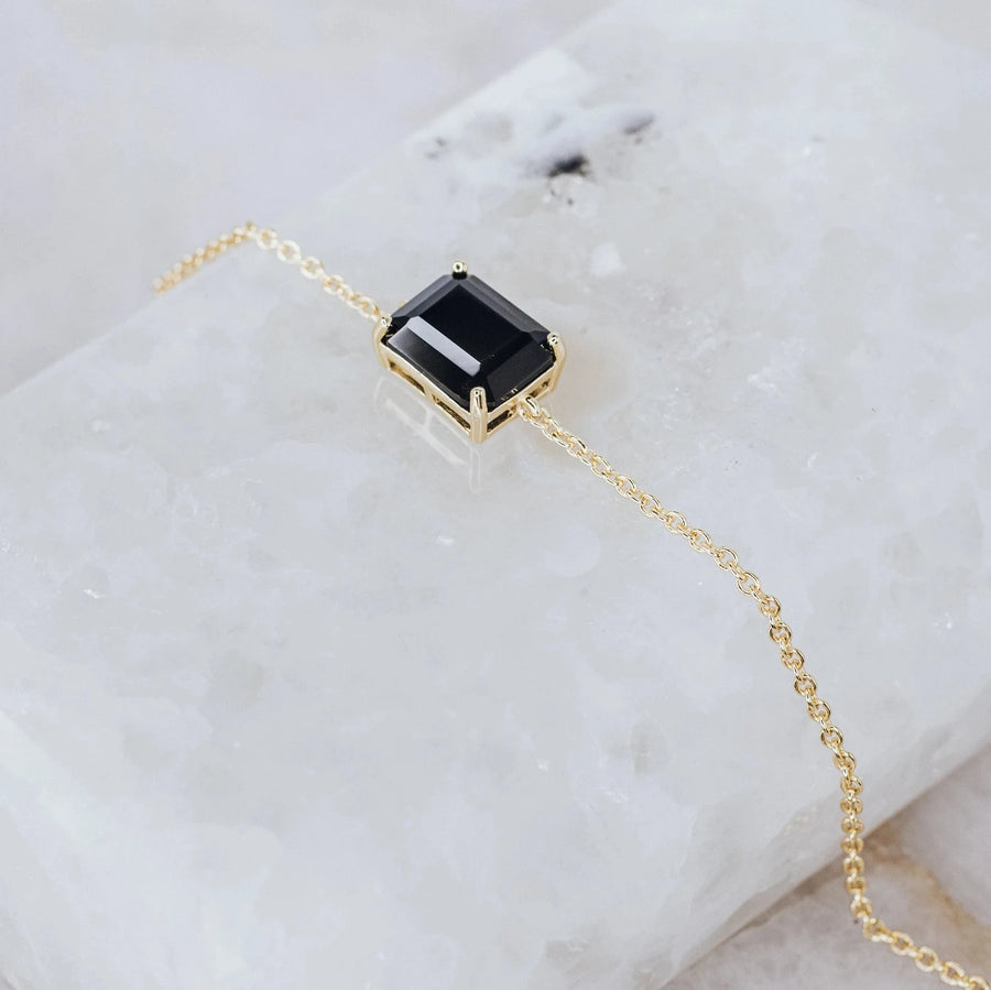 Black onyx 14K plated rectangular bracelet