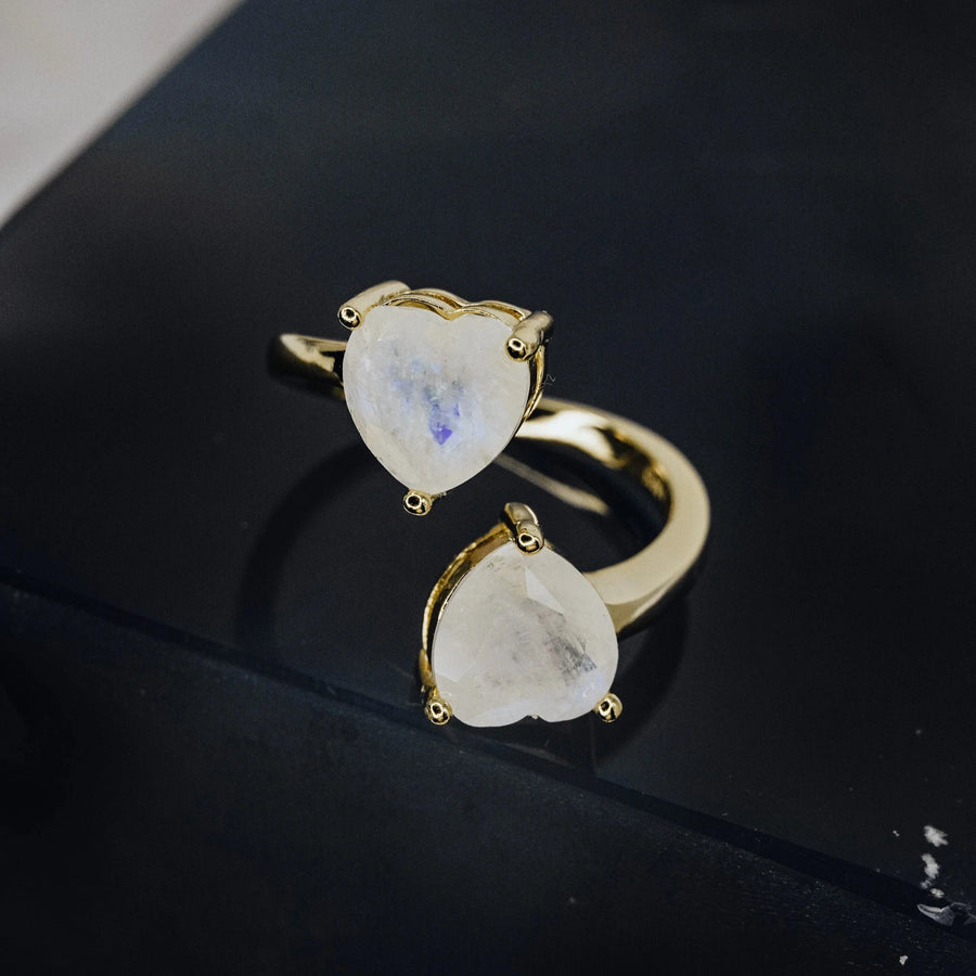 Moonstone 14K heart ring