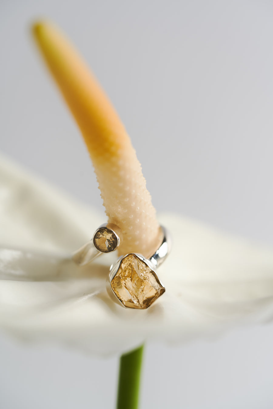 Bague double combinée en citrine