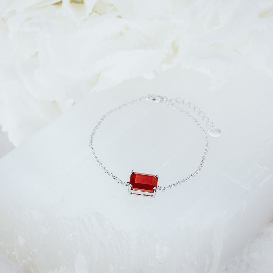 Carnelian silver rectangular bracelet