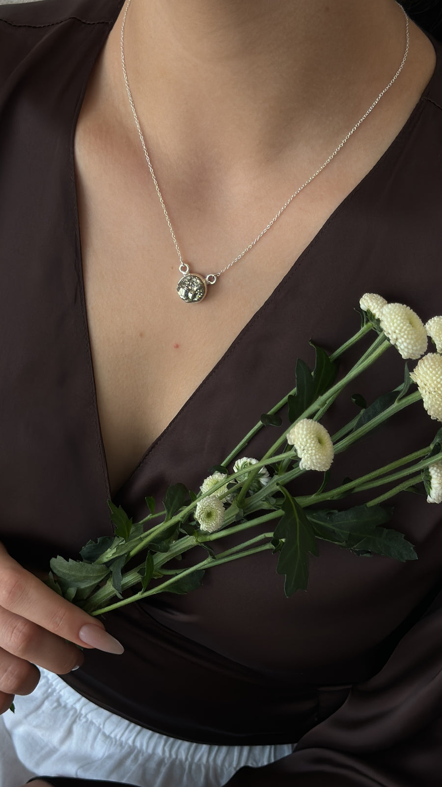 Pyrite round necklace