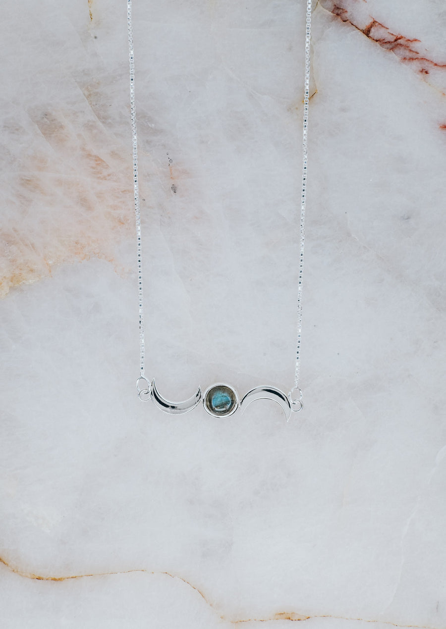 Labradorite double moon necklace