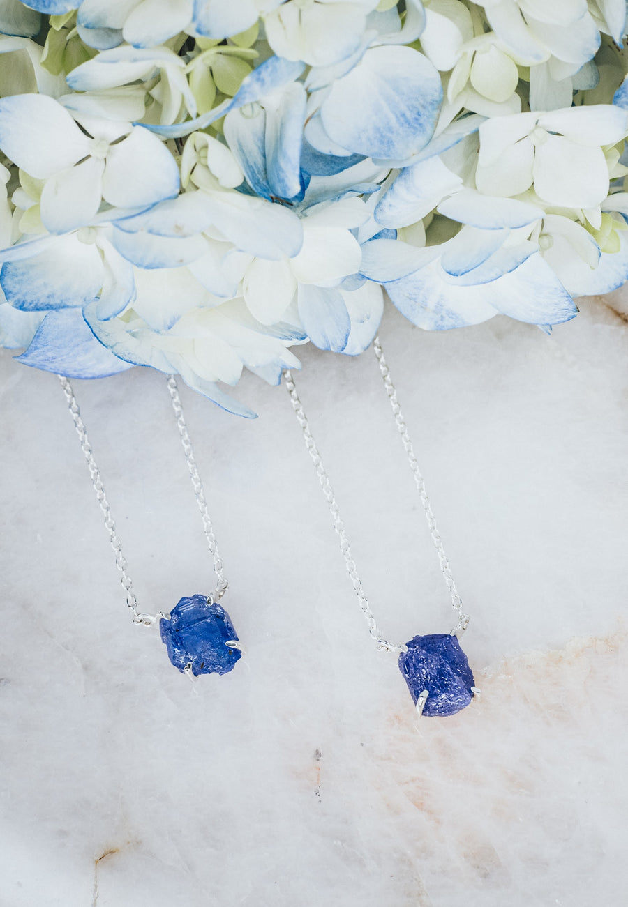 Tanzanite silver necklace