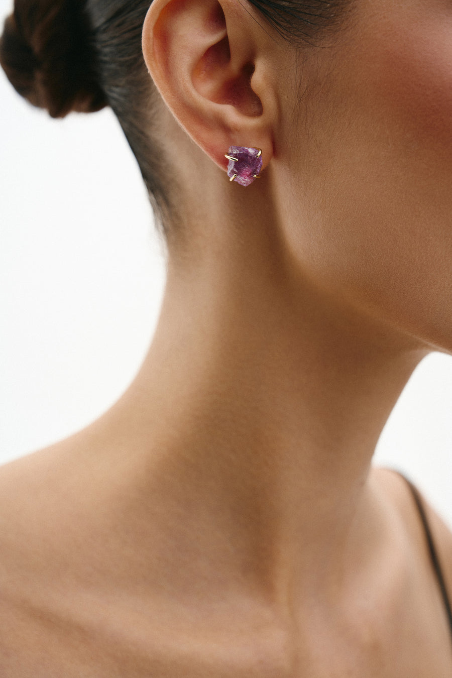 Boucles d'oreilles argenté 14K en améthyste