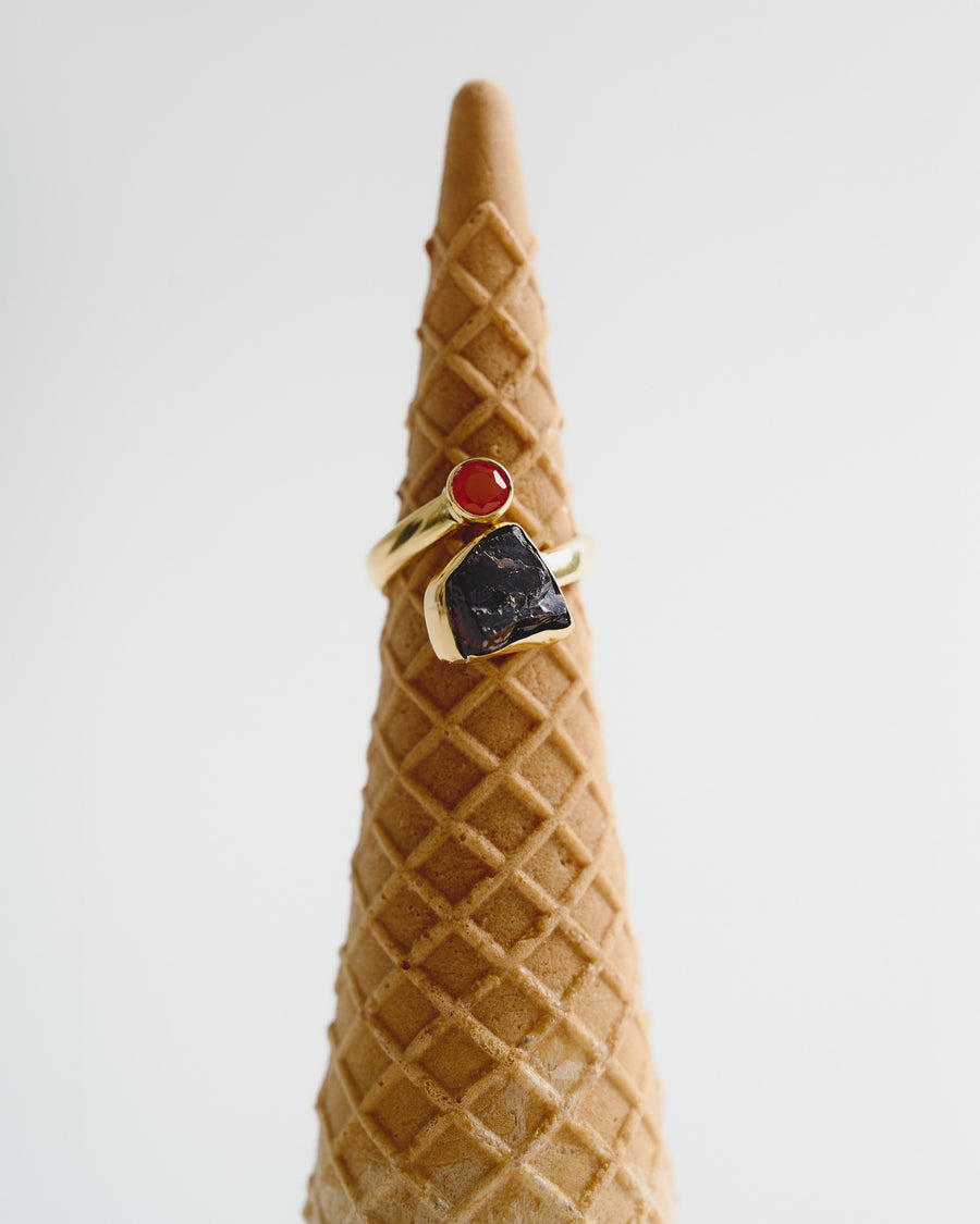 Carnelian + Garnet combination ring
