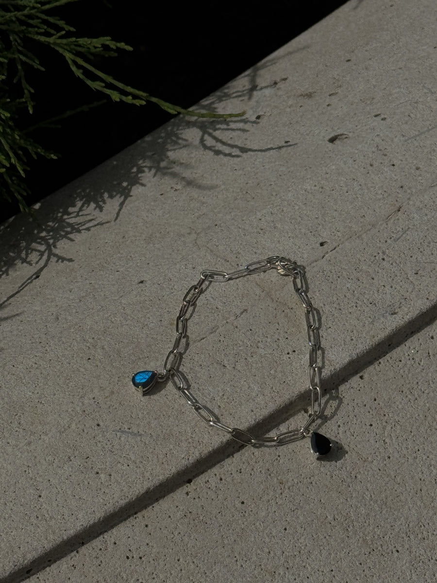 PROTECTION silver bracelet (Black onyx +Labradorite)