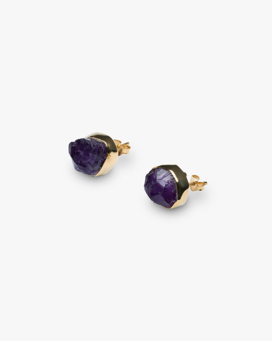 Boucles d'oreilles à clou en Améthyste 18K