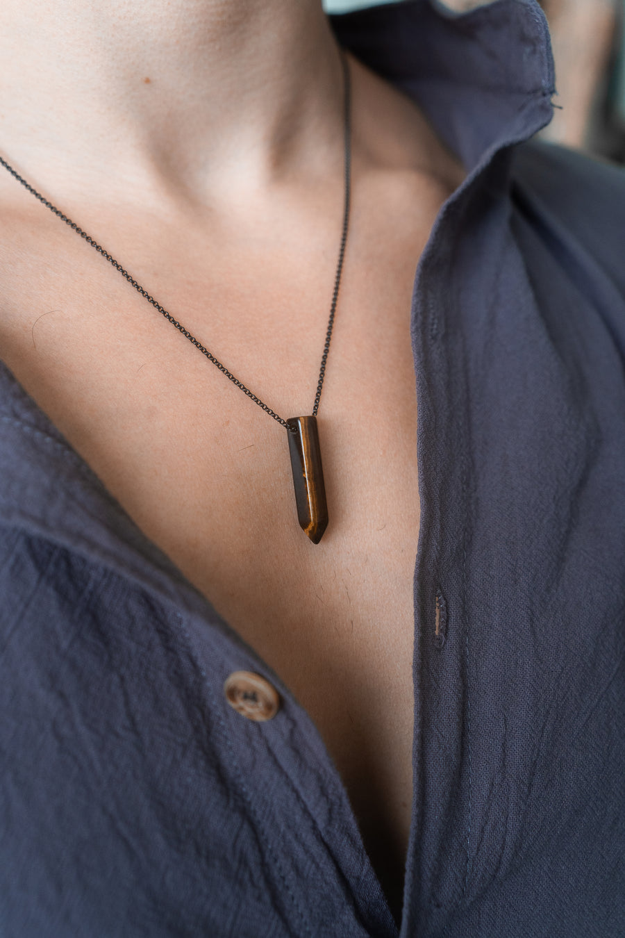 Tiger's eye  point necklace