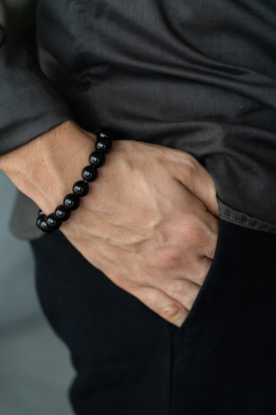 Black Onyx beaded bracelet 12 mm
