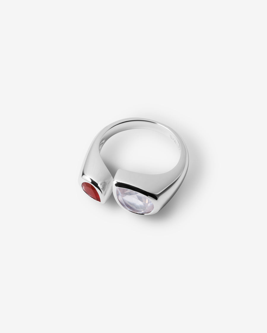 Carnelian + Rose quartz Glow Up adjustable ring