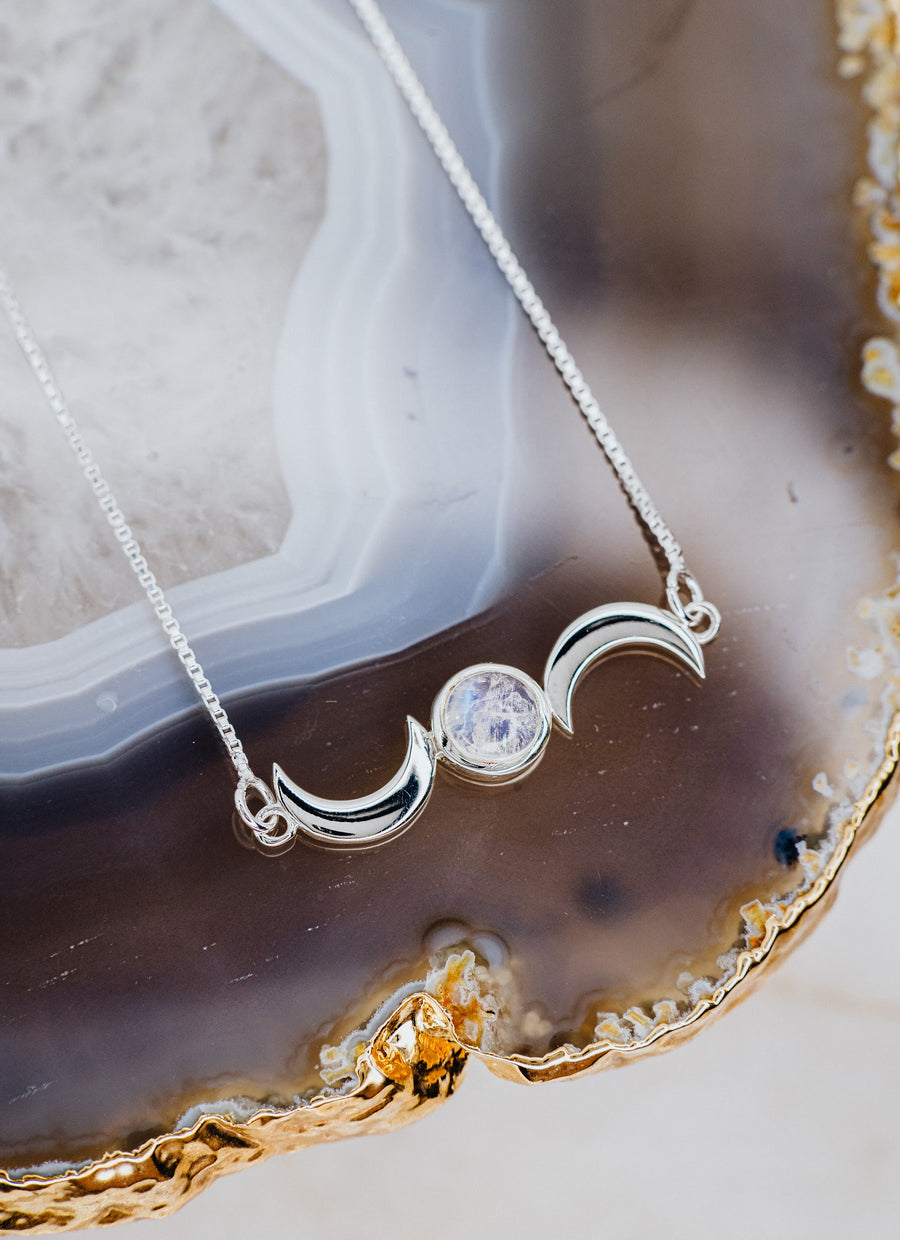 Moonstone double moon necklace