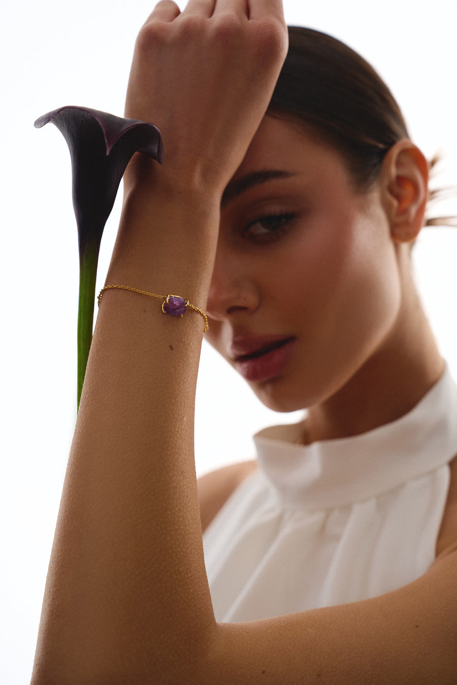 Amethyst "BALANCE" 18K intention bracelet