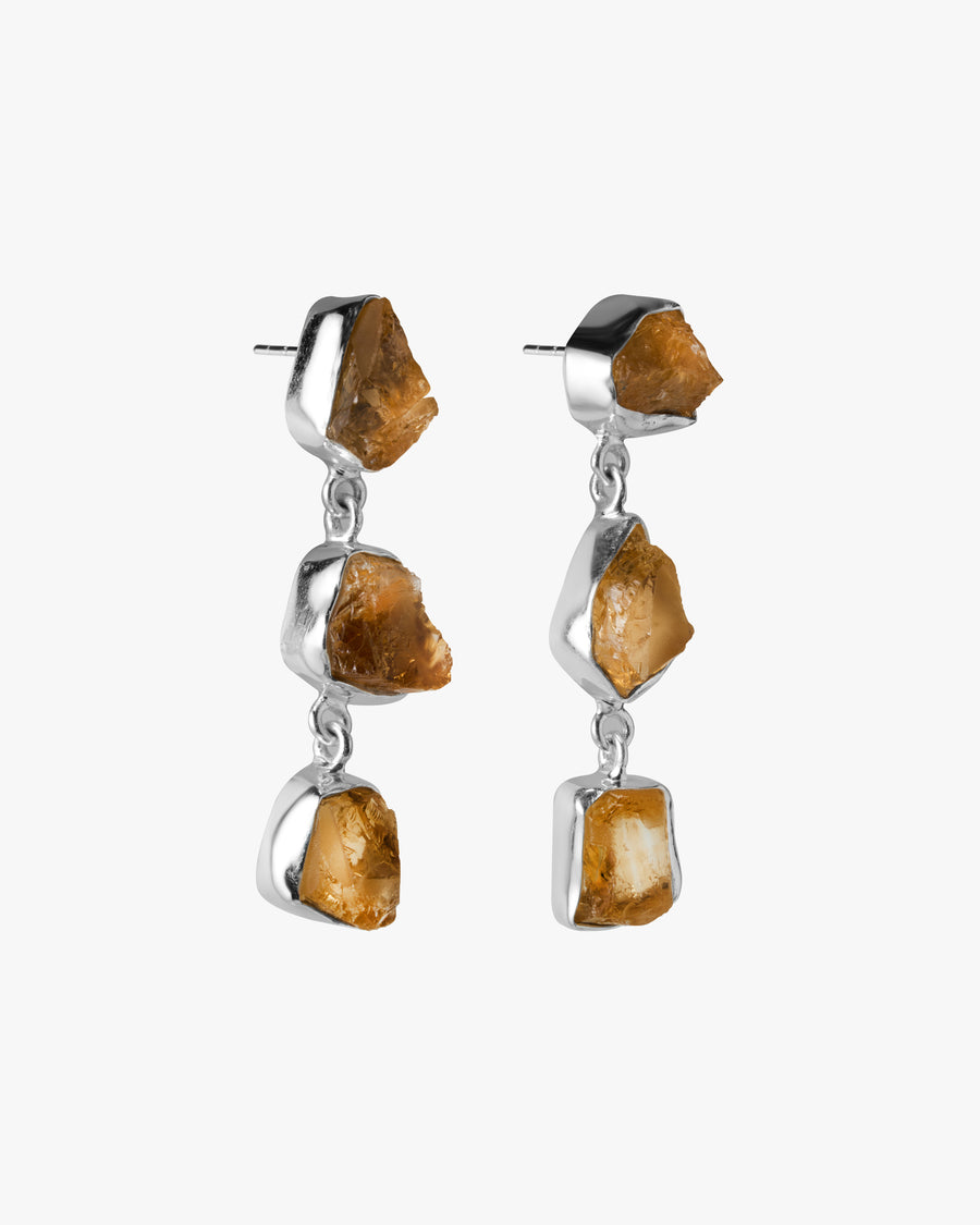 Citrine triple earrings