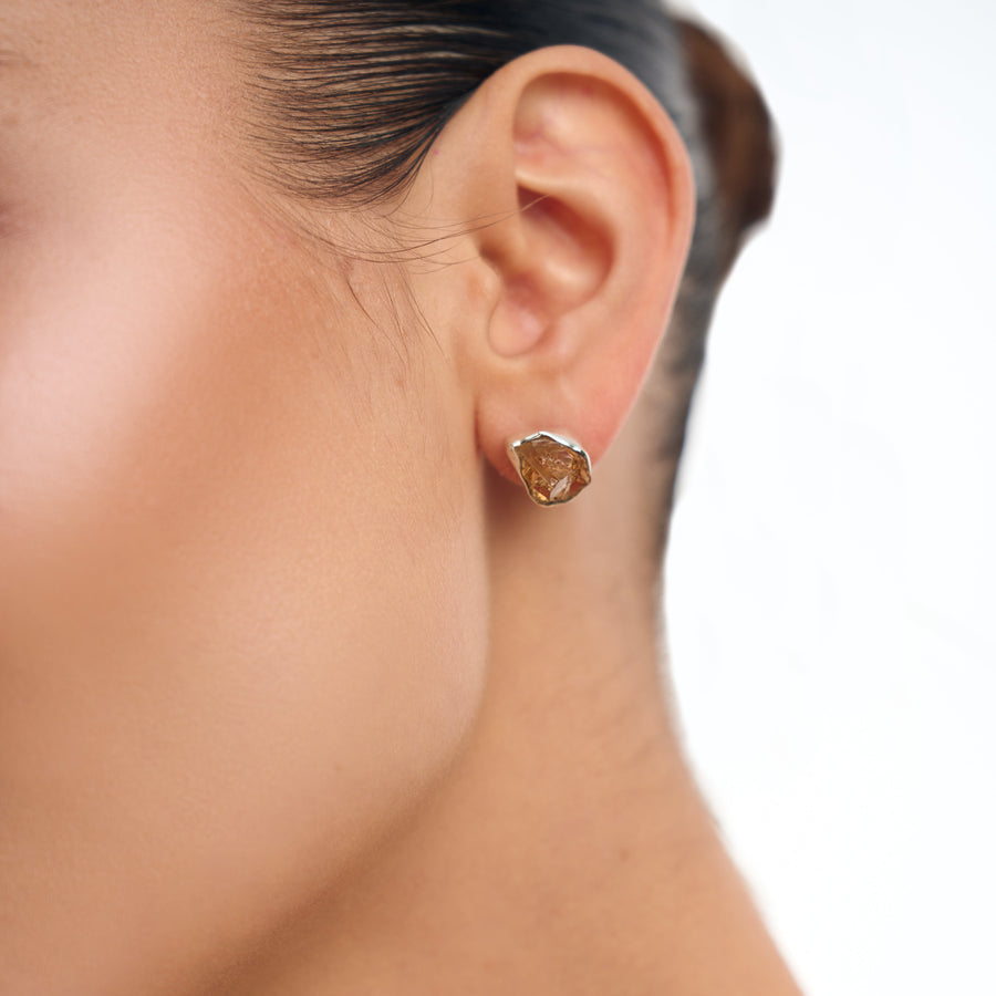 Citrine silver stud earrings