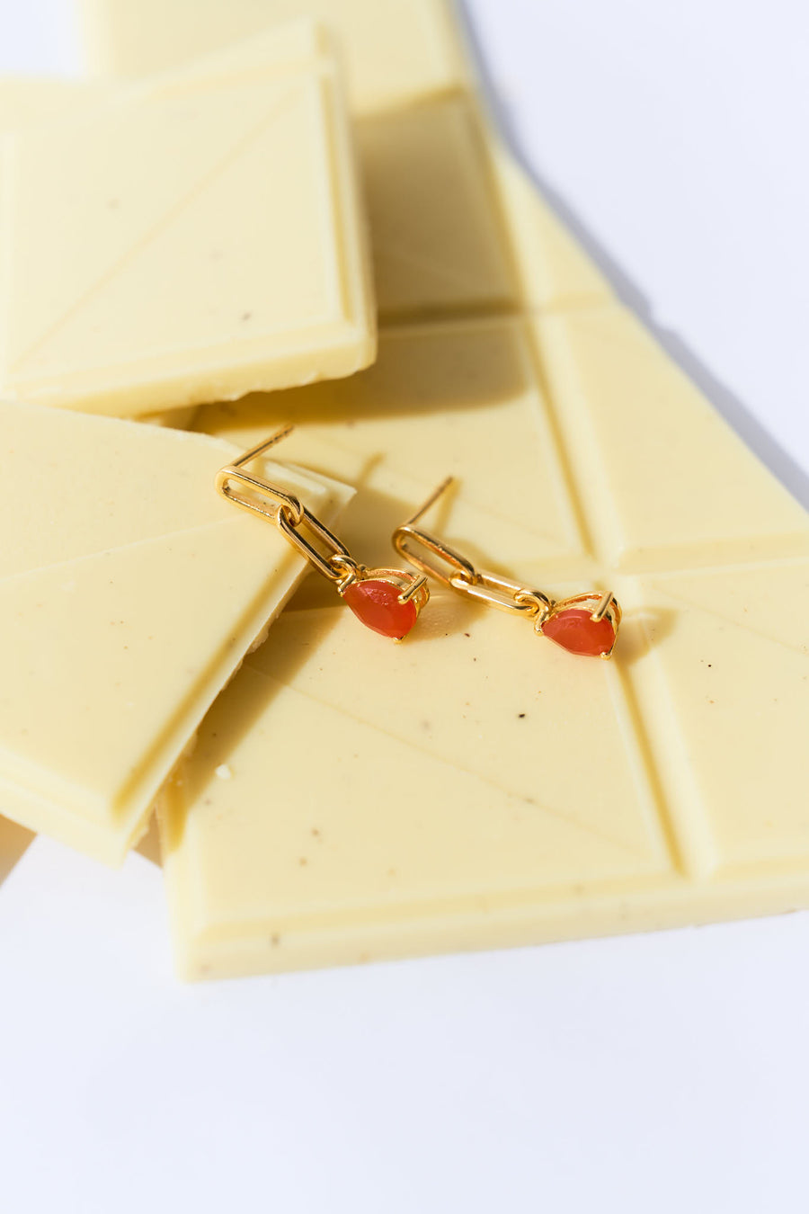 Link drop 18K carnelian earrings