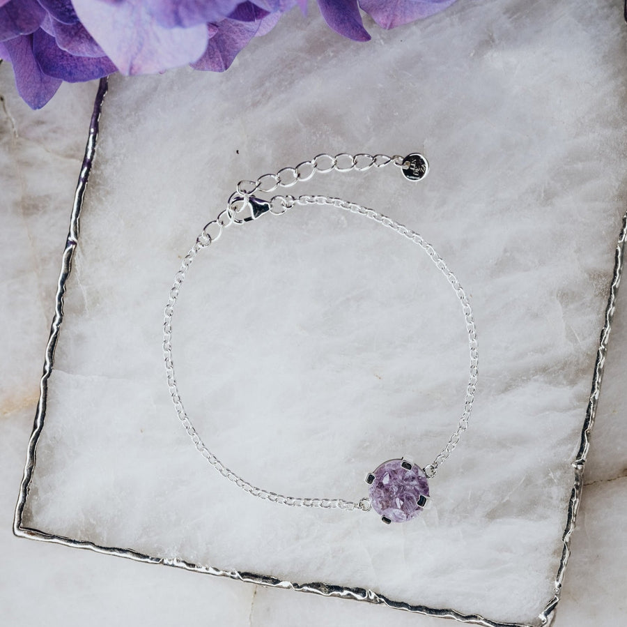 Amethyst druzy silver bracelet