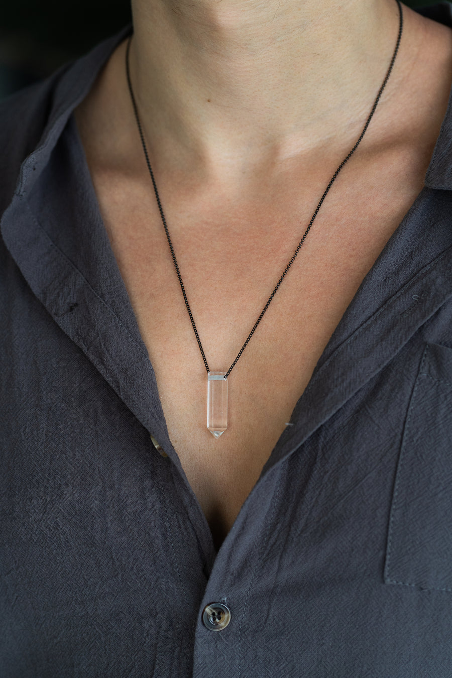 Clear quartz point shaped necklace