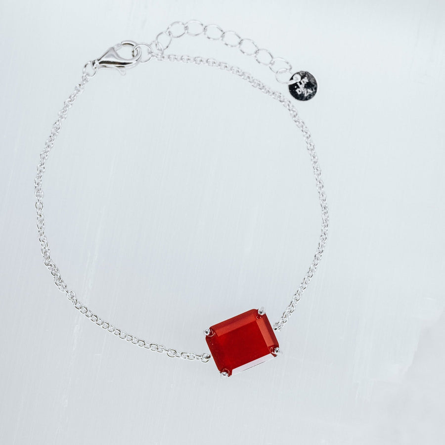 Carnelian silver rectangular bracelet