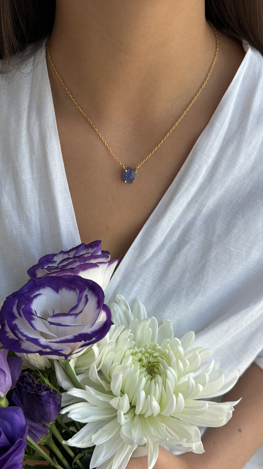 Tanzanite 18K gold plated necklace