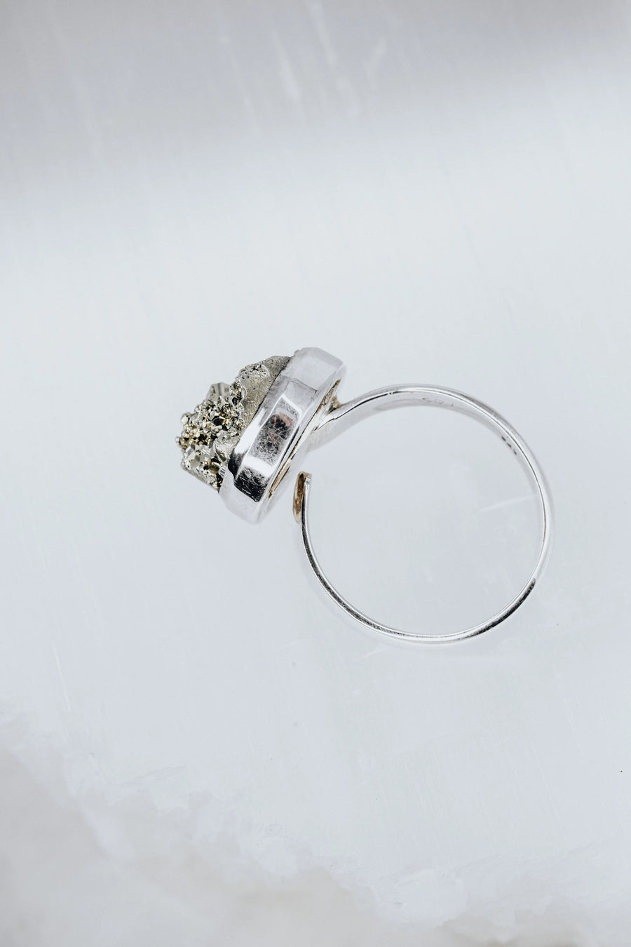 Pyrite round adjustable ring