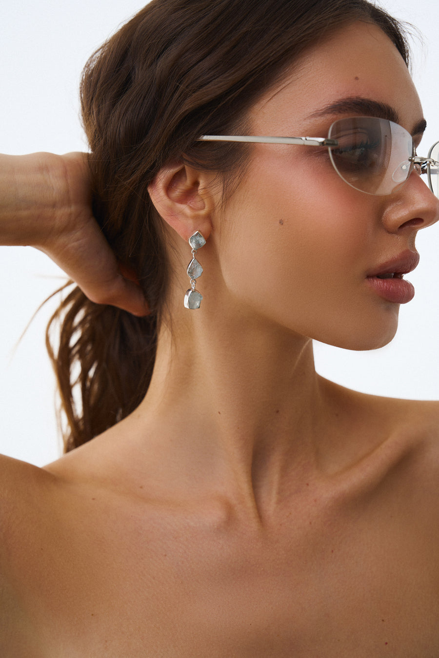 Aquamarine triple earrings