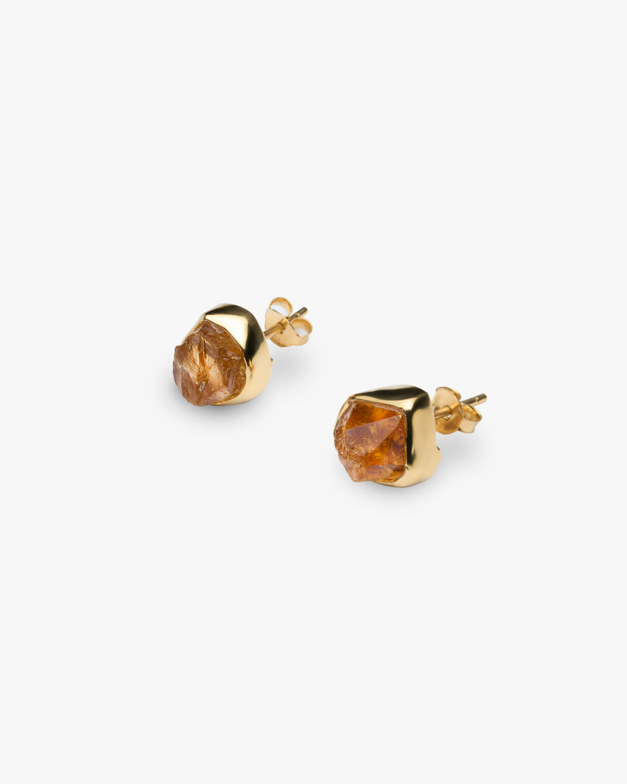 Boucles d'oreilles à clous en Citrine 18K