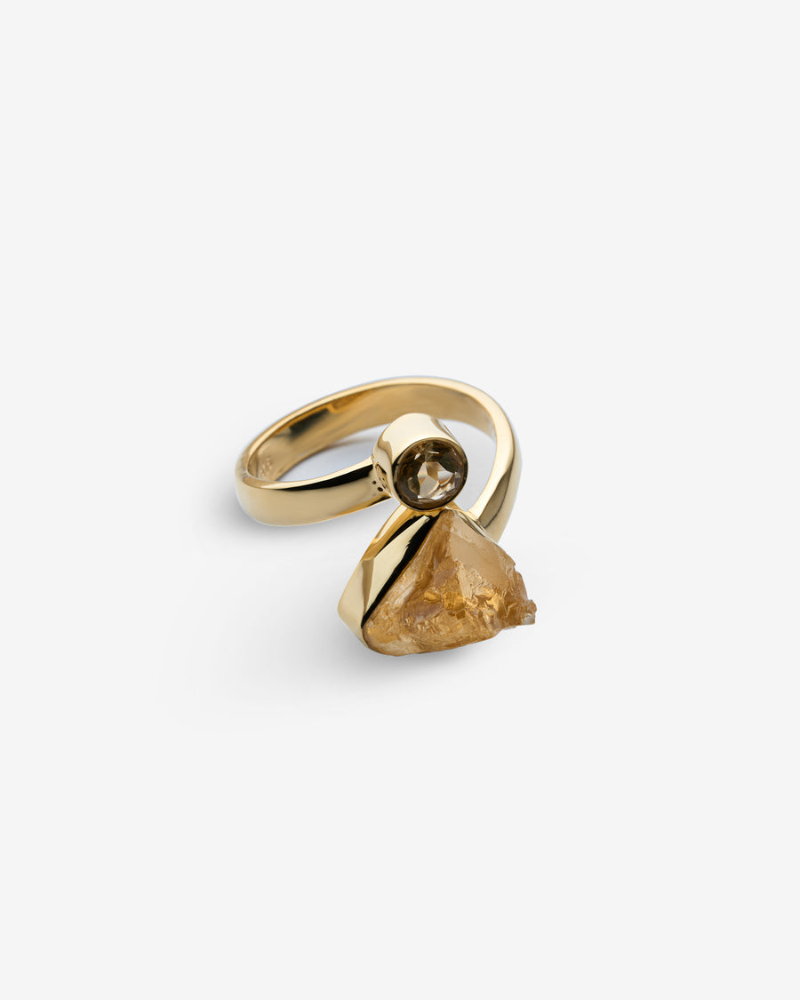 Citrine combination 18K double ring