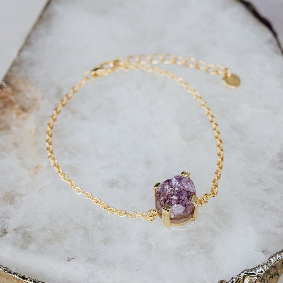 Bracelet d'améthyste druzy 18K