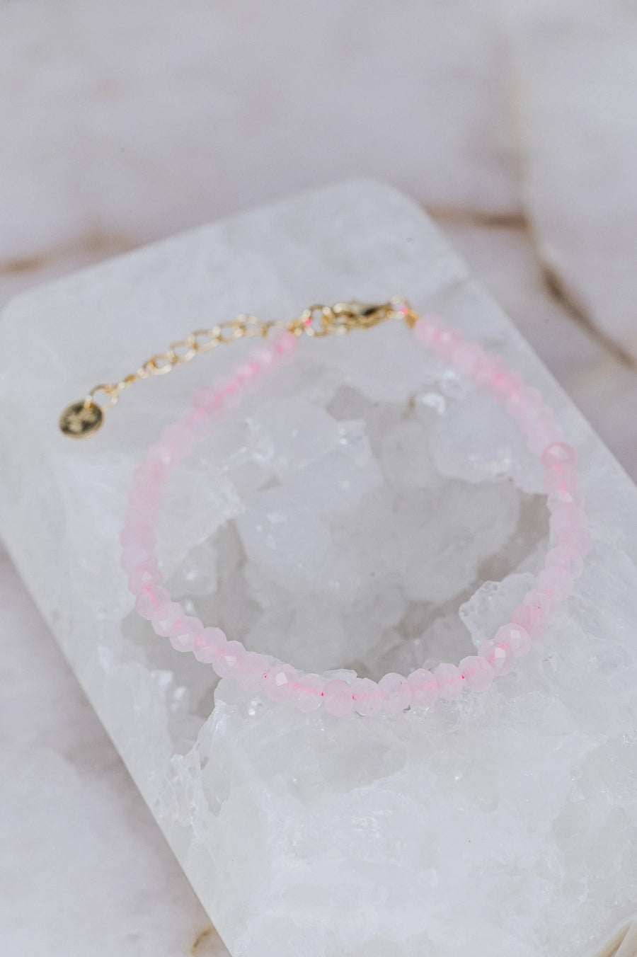 Bracelet d'argent en quartz rose