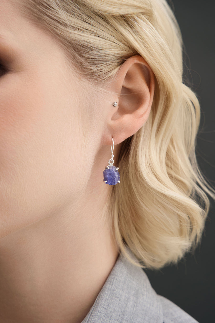 Tanzanite hook silver earrings